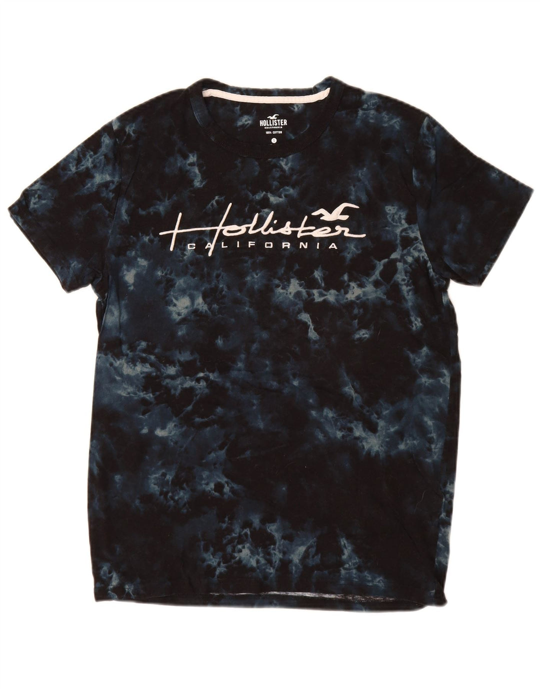 HOLLISTER T-shirt graphique pour hommes, petit haut en coton Tie Dye bleu marine