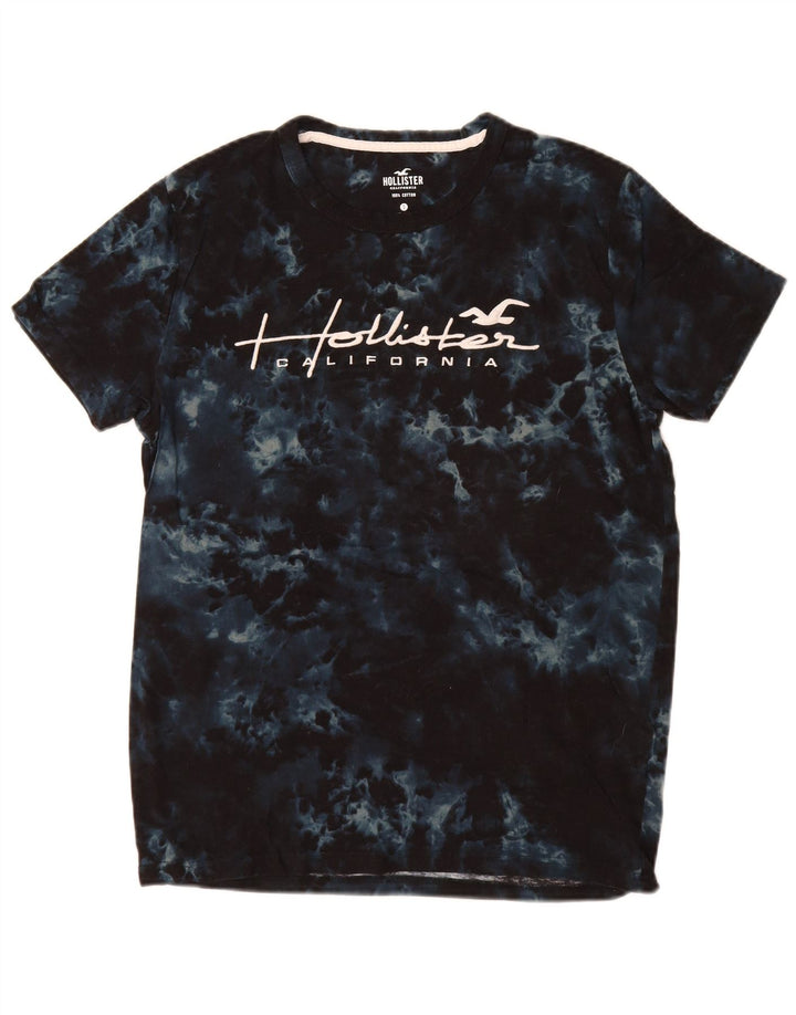 HOLLISTER T-shirt graphique pour hommes, petit haut en coton Tie Dye bleu marine