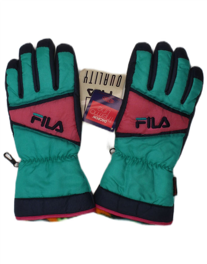 Fila Gants de ski pour hommes Small Green Colourblock Polyester Winter