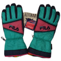 Fila Gants de ski pour hommes Small Green Colourblock Polyester Winter