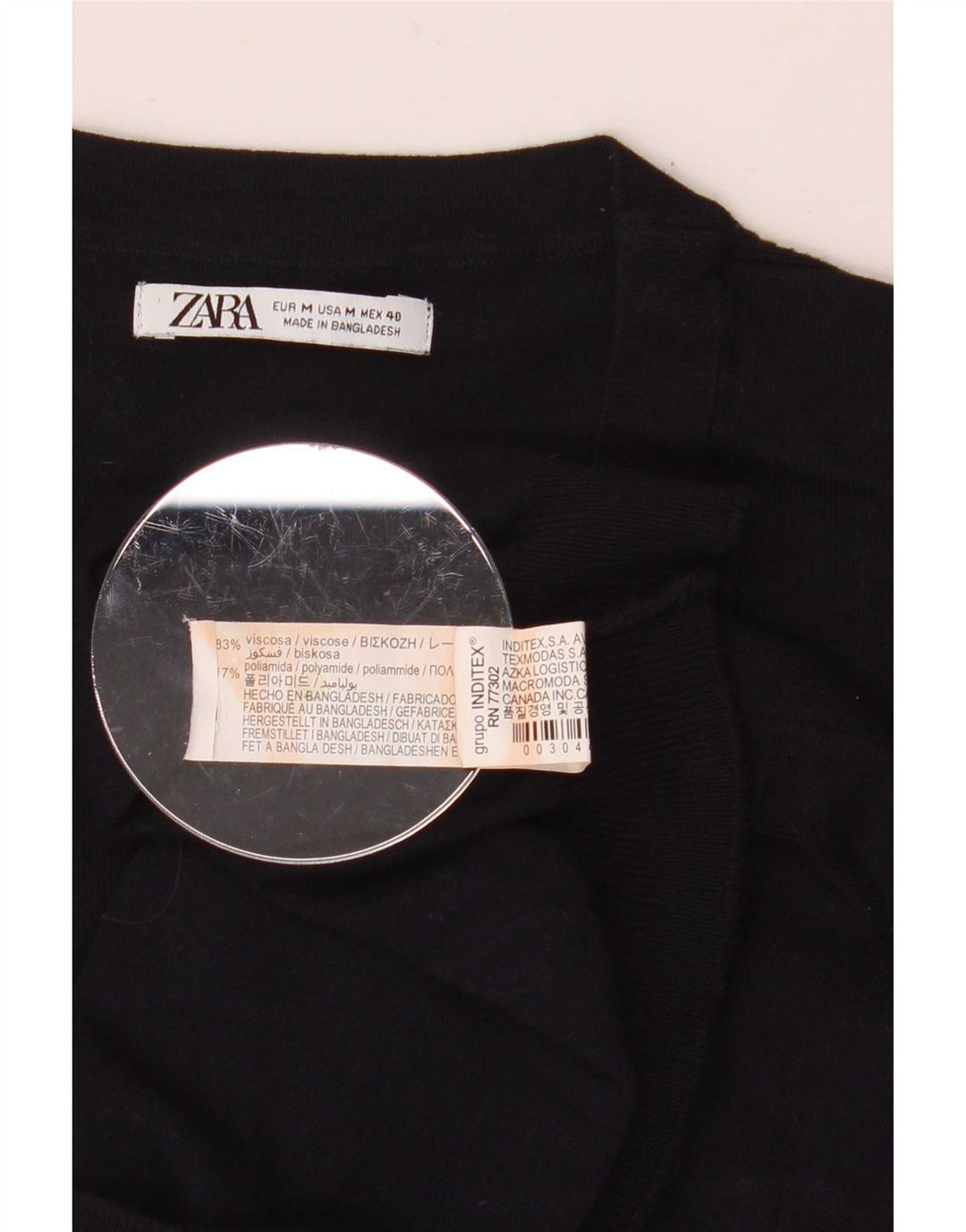 Zara Homme T-Shirt Top Bleu Marine Moyen Viscose