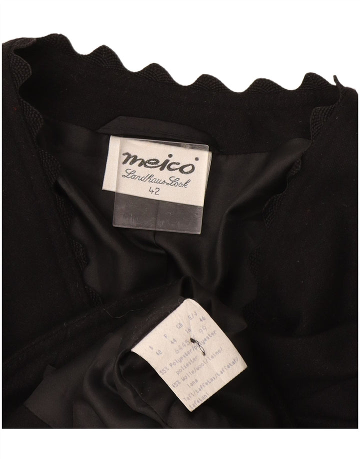 Meico Veste blazer courte à 3 boutons pour femme UK 16 Large Noir Polyester