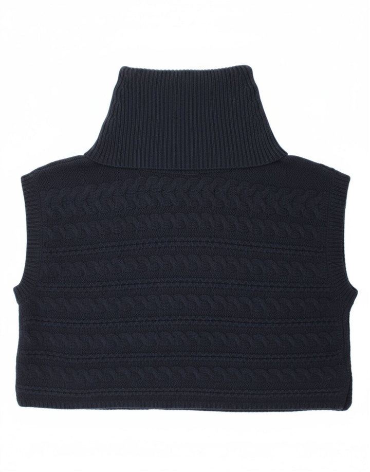 TOMMY HILFIGER Womens Roll Neck Poncho Jumper UK 14 Medium Navy Blue