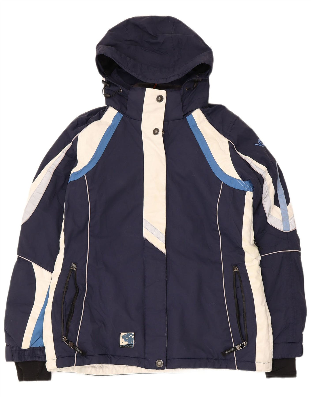Iguana Veste de ski à capuche pour femme EU 40 Bleu marine moyen Colourblock