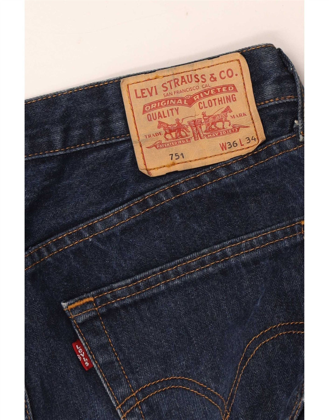 Levi's Jean Droit Court 751 W36 L25 Homme Bleu Marine