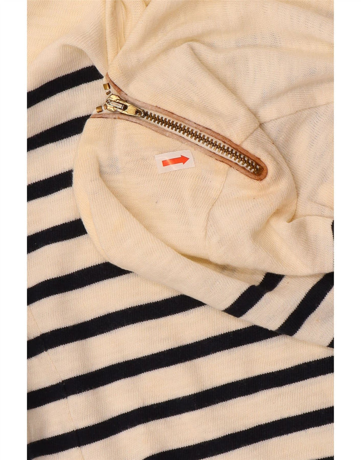 Massimo Dutti Haut à manches 3/4 pour femme en coton rayé blanc cassé moyen UK 12