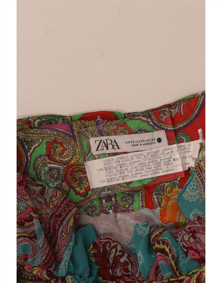 Zara Femme Mini Jupe À Volants XS W24 Polyester Paisley Multicolore