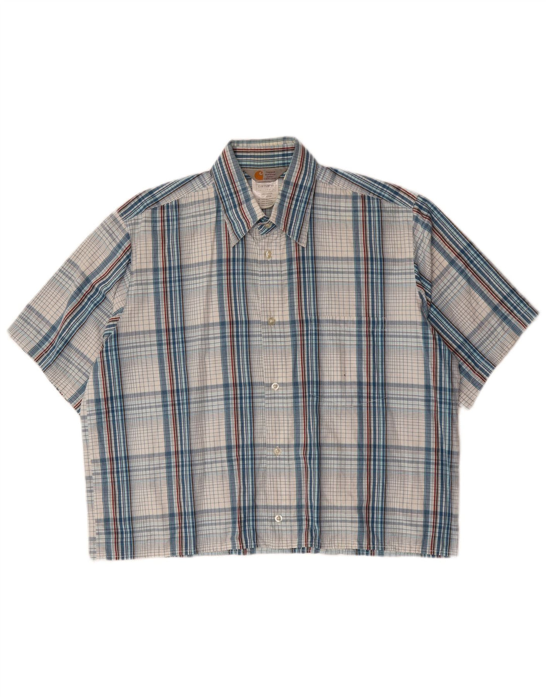 CARHARTT Chemise à manches courtes pour homme en coton à carreaux bleus