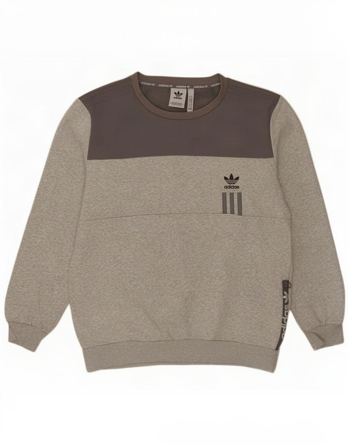 Adidas Sweat-shirt pour homme en coton color block Gris Taille L