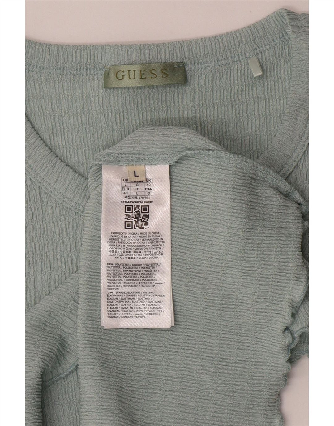 Guess Femmes Crop T-Shirt Top UK 12 Bleu Moyen Polyester