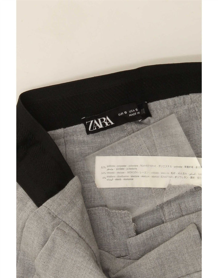 Zara Pantalon de costume slim pour femme Petit W26 L26 Gris Colorblock Polyester