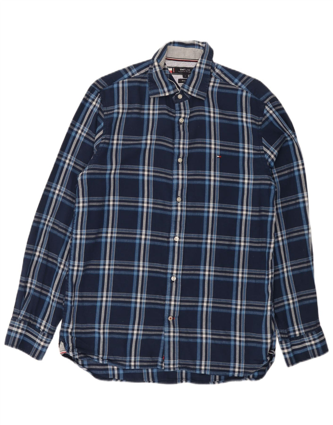 Tommy Hilfiger Chemise coupe classique pour homme en coton à carreaux bleu marine