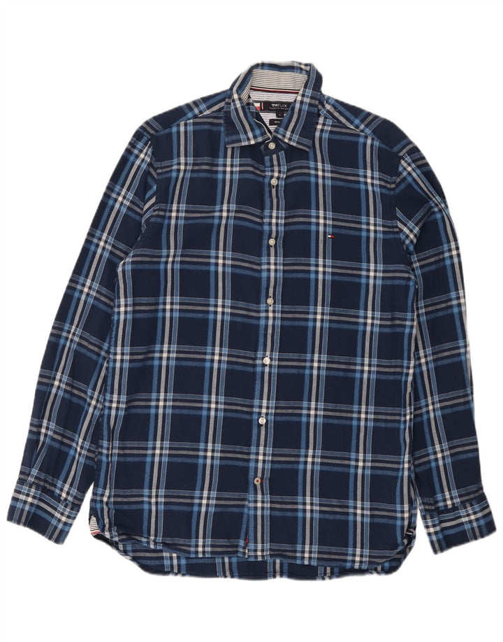 Tommy Hilfiger Chemise coupe classique pour homme en coton à carreaux bleu marine