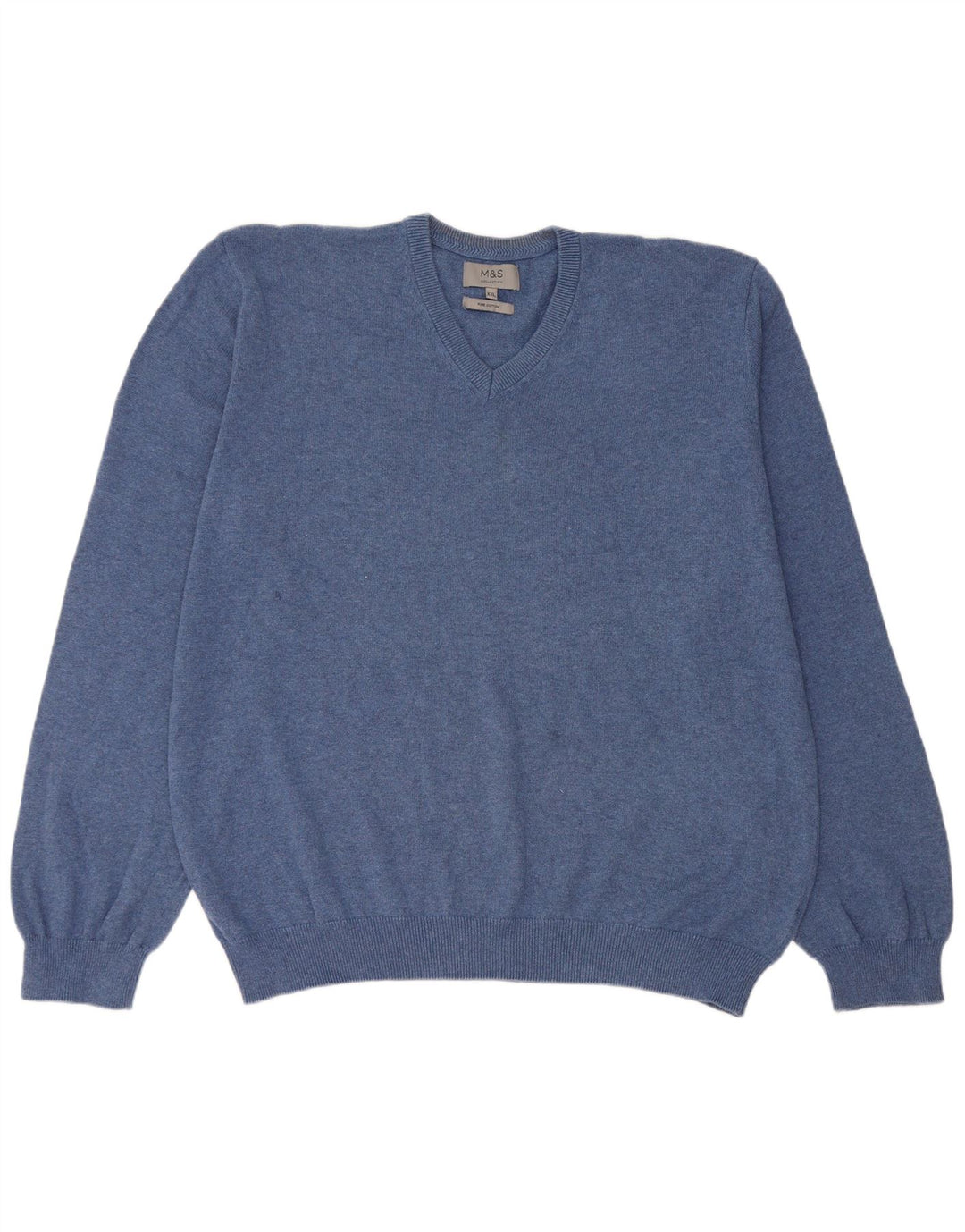 Marks & Spencer Pull col V pour homme en coton bleu 2XL