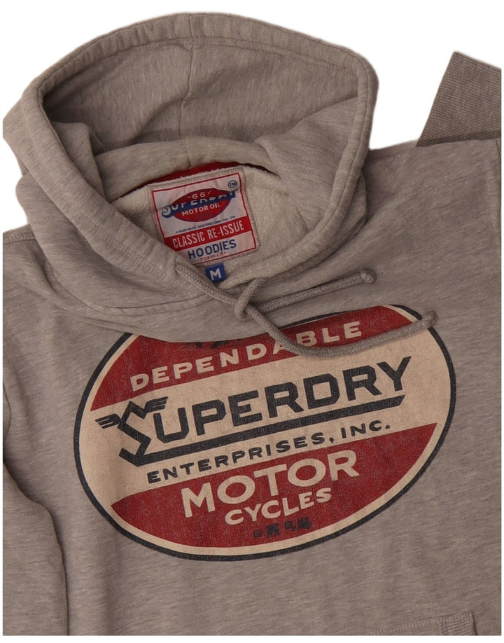 SUPERDRY Pull à Capuche Graphique Homme Gris Moyen Coton