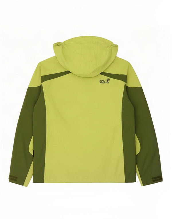 Jack Wolfskin Veste de pluie à capuche pour femme UK 12 Vert moyen Colourblock