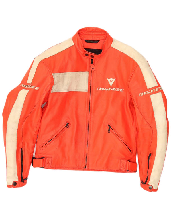 Dainese Veste de course en cuir graphique pour hommes IT 50 Colorblock orange moyen