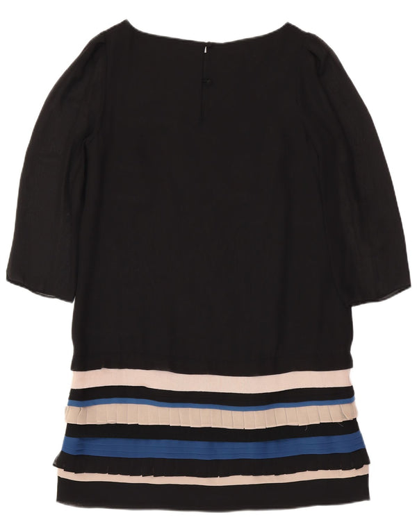 MONSOON Robe fourreau à manches 3/4 pour femme UK 12 Medium Noir Rayé