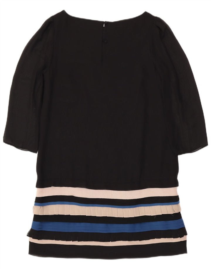 MONSOON Robe fourreau à manches 3/4 pour femme UK 12 Medium Noir Rayé
