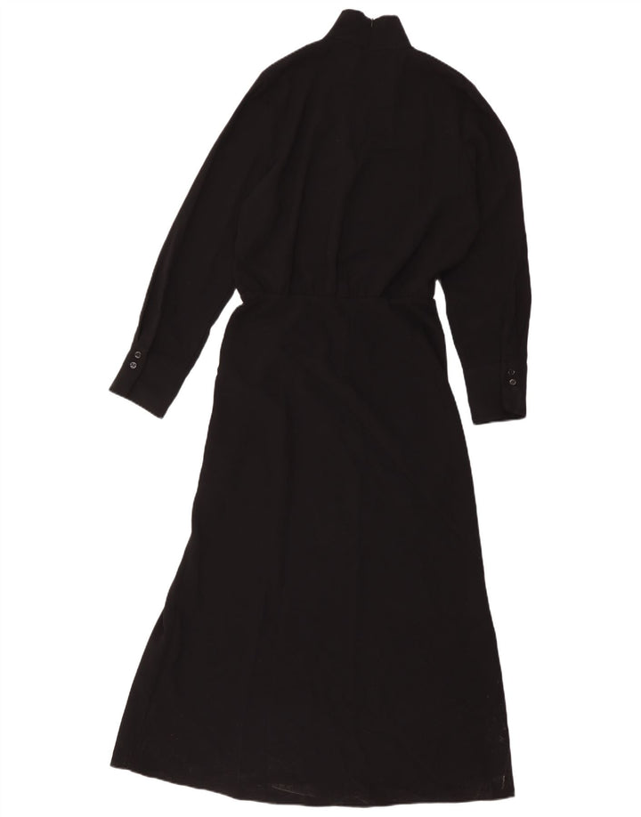 Zara Robe longue à manches longues pour femme UK 12 Polyester noir moyen