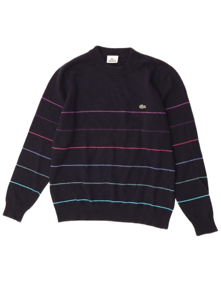Lacoste Mens Crew Neck Jumper Sweater Taille 3 Petit Bleu Marine Rayé