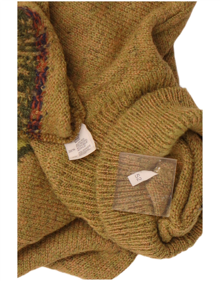 VINTAGE Pull col roulé pour homme IT 52 Grand Kaki Argyle/Diamant