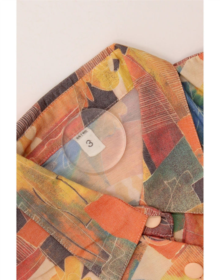 Vintage Femme Motif Abstrait Chemise à Manches Courtes UK 20 2XL Multicolore