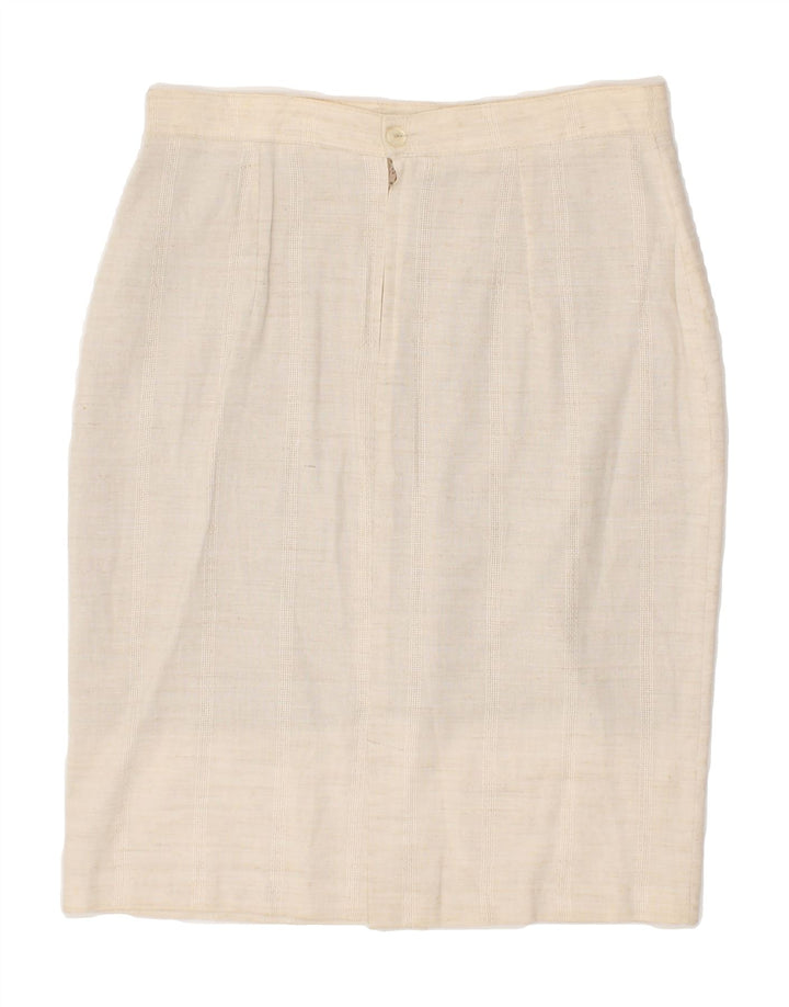 VINTAGE Womens Straight Skirt W30 Medium  Beige Linen Vintage Vintage and Second-Hand Vintage from Messina Hembry 