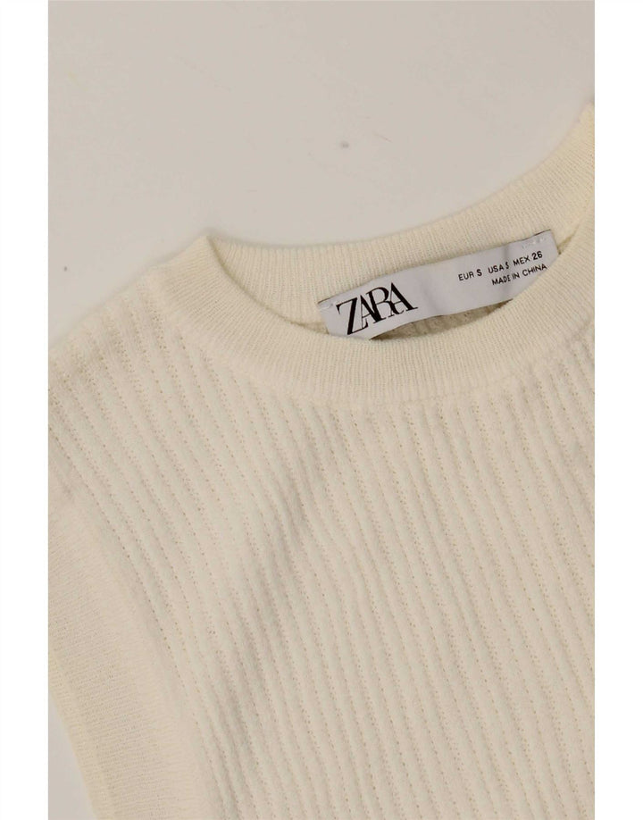 Zara Femmes Crop Débardeur UK 8 Petit Blanc