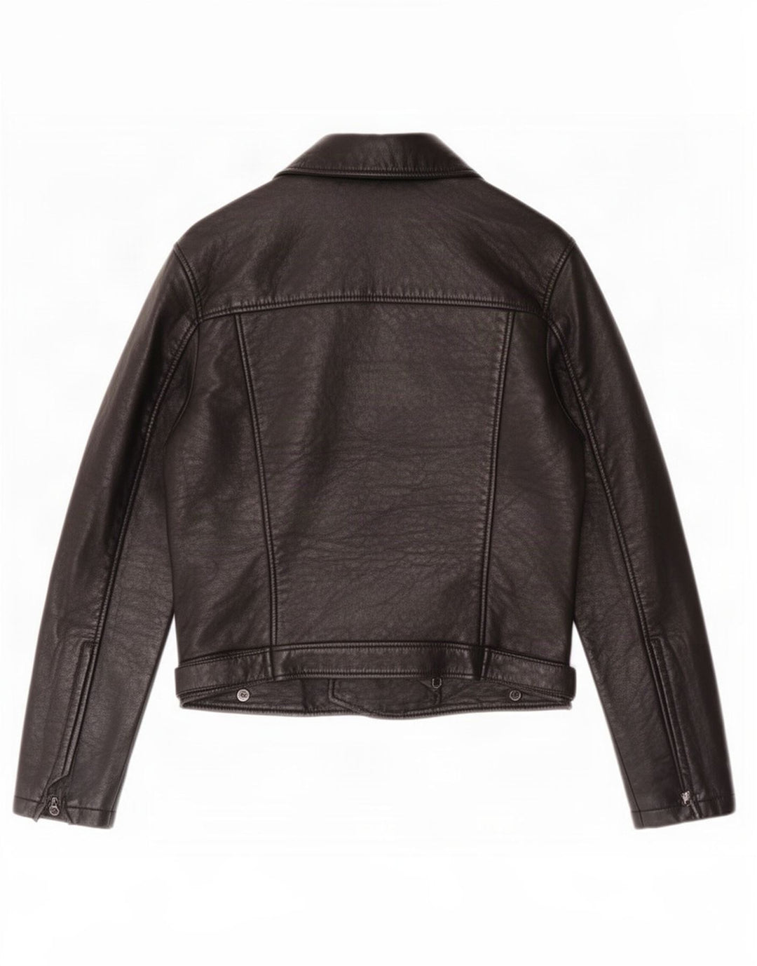 Topshop Veste de motard en cuir pour femme UK 12 Medium Noir