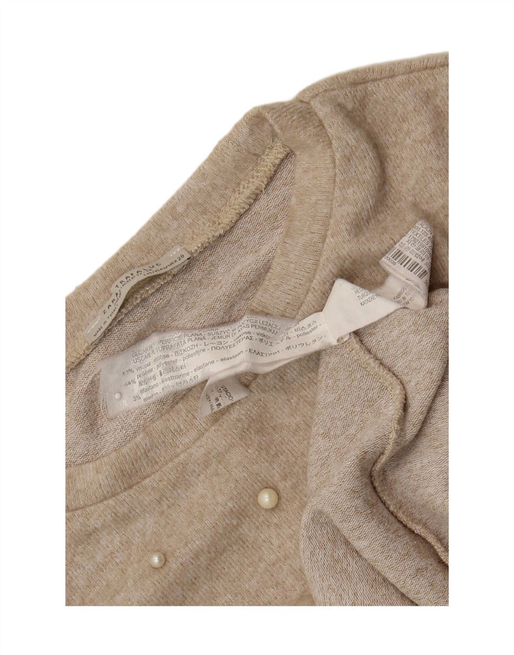 Zara Womens Trafaluc Blouse Oversize Top UK 14 Beige Moyen Tacheté