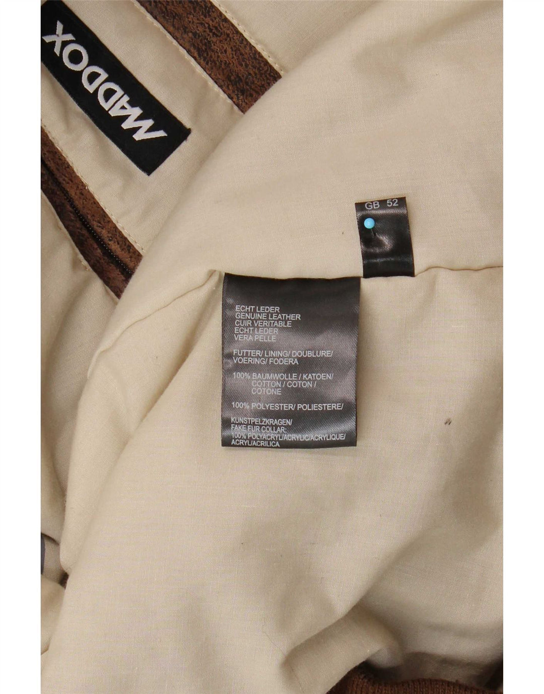Maddox Veste en cuir pour homme UK 52 6XL Cuir marron