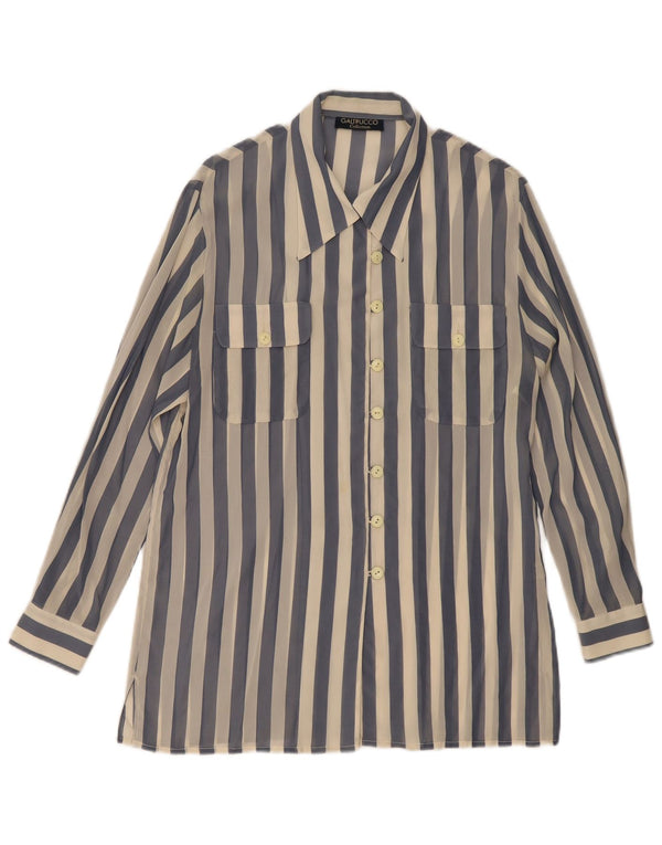 Galtrucco Chemisier transparent pour femme IT 44 Bleu moyen rayé