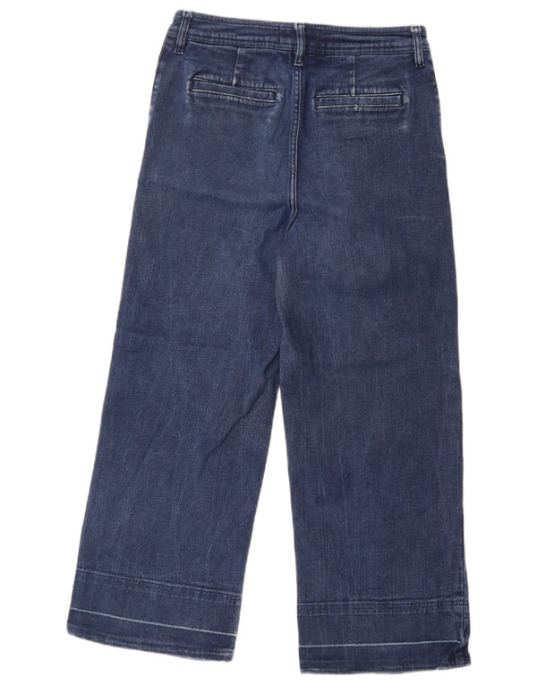 Fat Face Jean court à jambe large pour femme UK 10 Small W30 L24 Bleu marine Coton