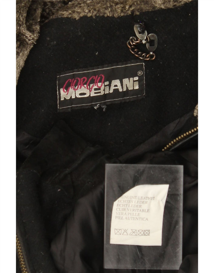 GIORGIO MOBIANI Veste à capuche en daim pour homme UK 44 2XL Cuir noir