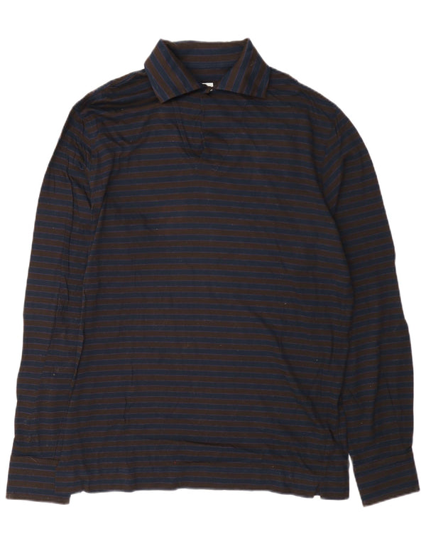 Danolis Chemise Pull Homme Bleu Marine Moyen Rayé Coton