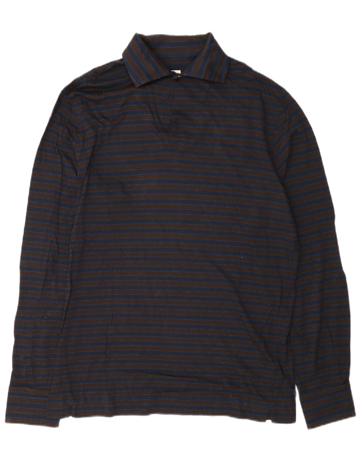 Danolis Chemise Pull Homme Bleu Marine Moyen Rayé Coton