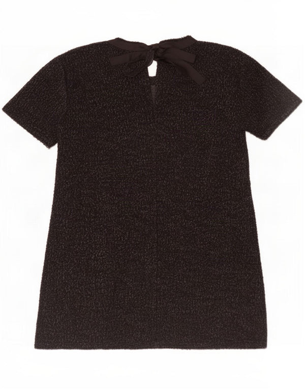 Zara Robe basique pour femme UK 44 en coton moucheté noir moyen