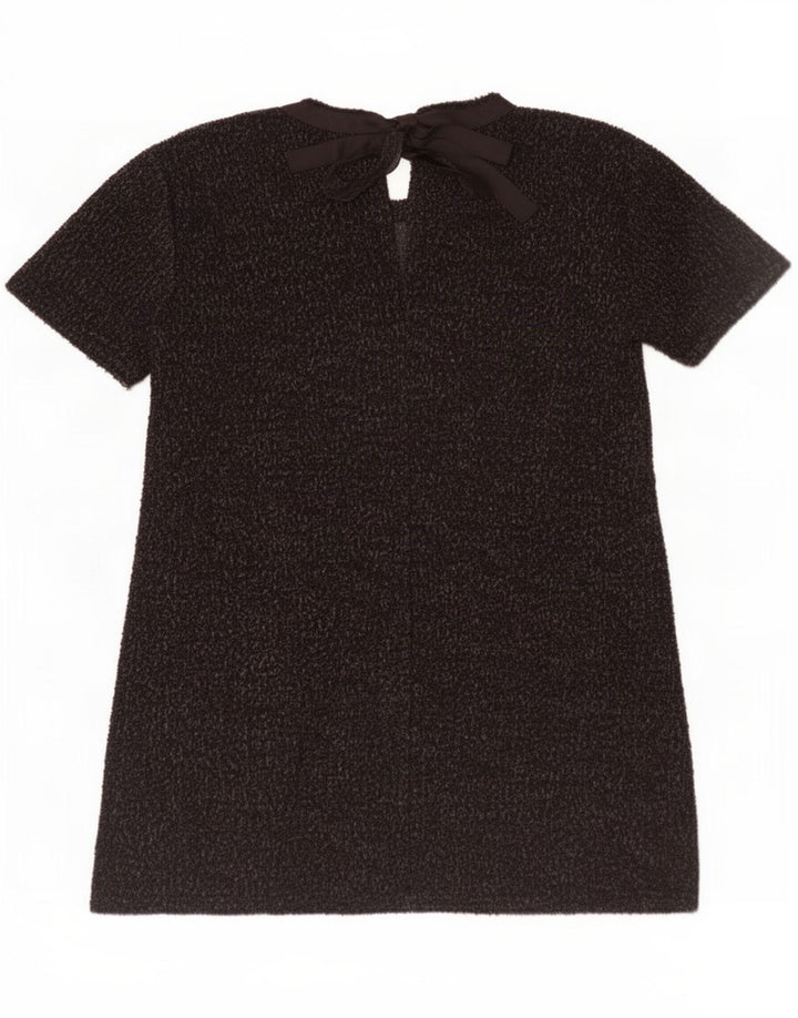 Zara Robe basique pour femme UK 44 en coton moucheté noir moyen