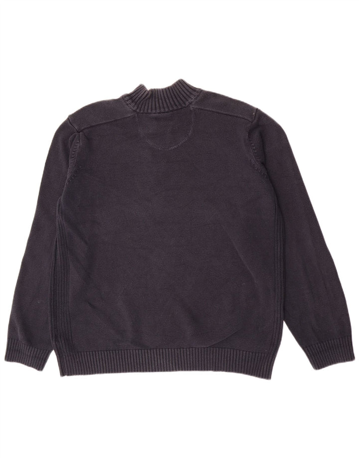 Marks & Spencer Pull bleu marine à col boutonné pour homme XL en coton bleu marine