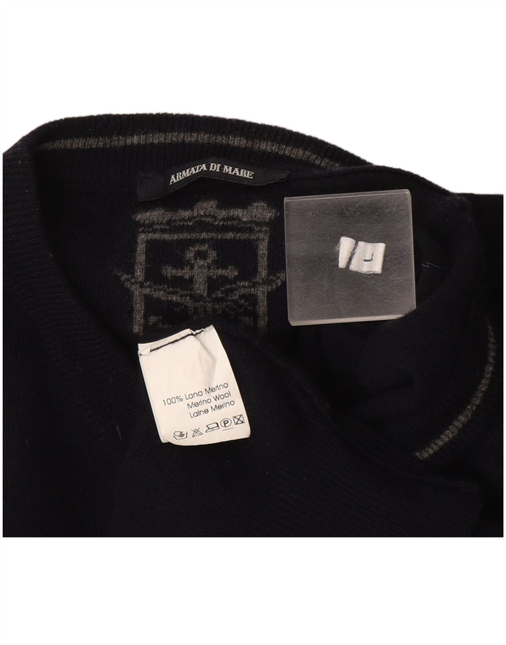 Armata Di Mare Pull col V pour homme en laine bleu marine Taille L