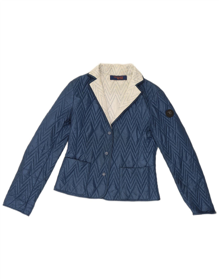 Trussardi Jeans Veste matelassée Femme IT 42 Bleu Moyen Colourblock
