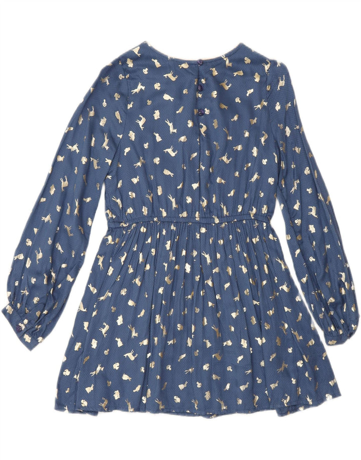 Mossimo Robe trapèze à manches longues à motif abstrait pour fille 8-9 ans Bleu marine
