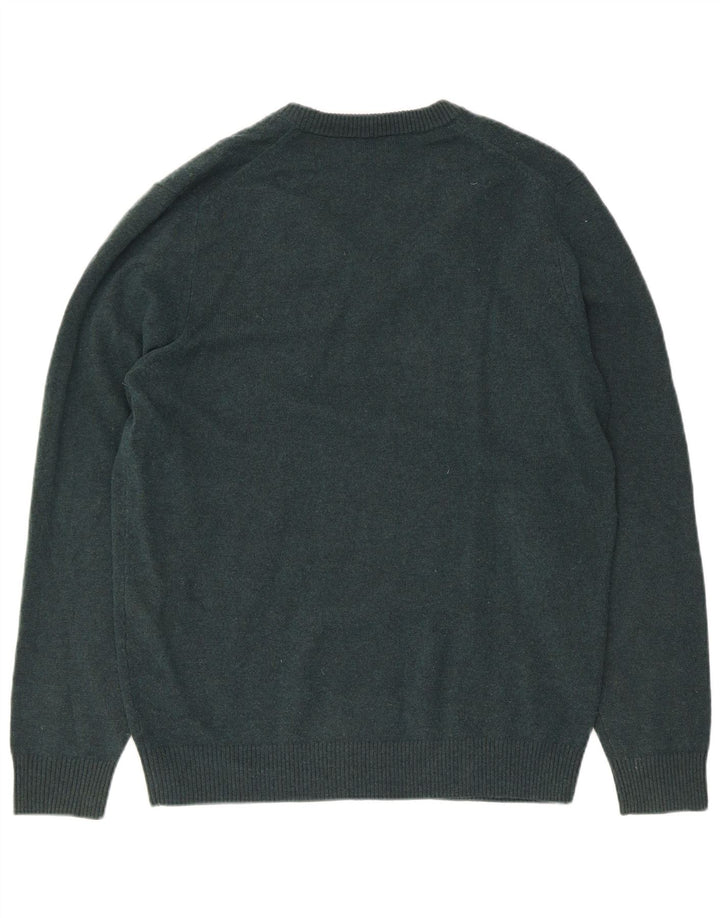 Massimo Dutti Pull col V pour homme en laine verte Taille L