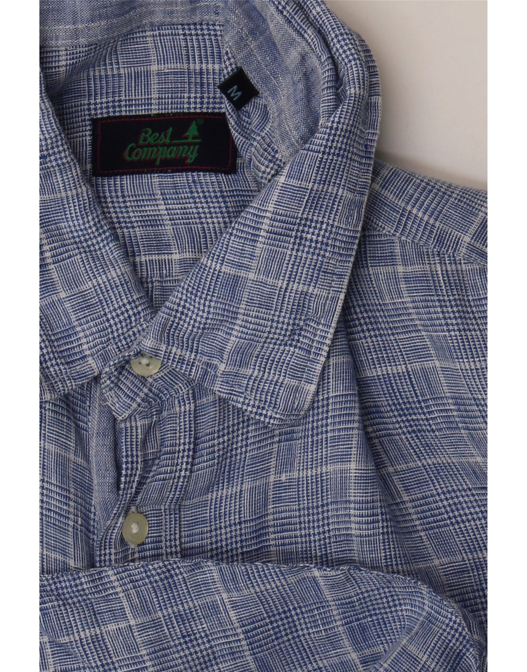 Best Company Chemise à Manches Courtes Homme Bleu Moyen Pied-de-Poule