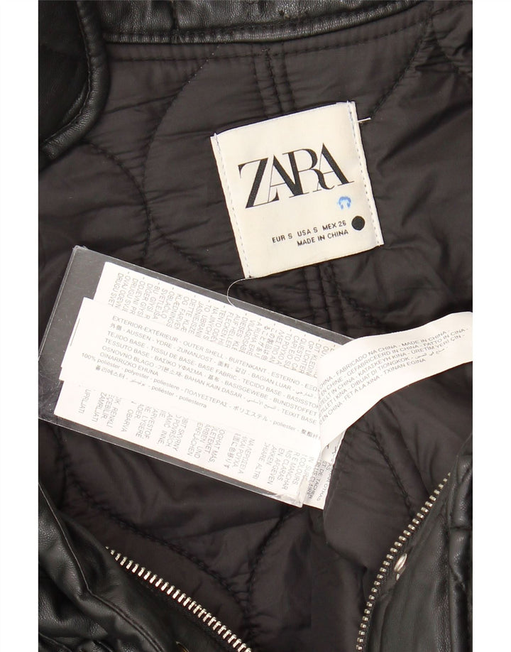 Zara Veste matelassée surdimensionnée pour femme UK 10 Petit Noir Polyester