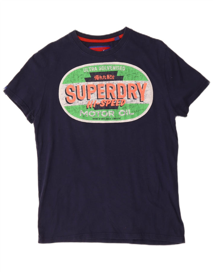 Superdry Homme Graphic T-Shirt Top Large Bleu Marine Coton