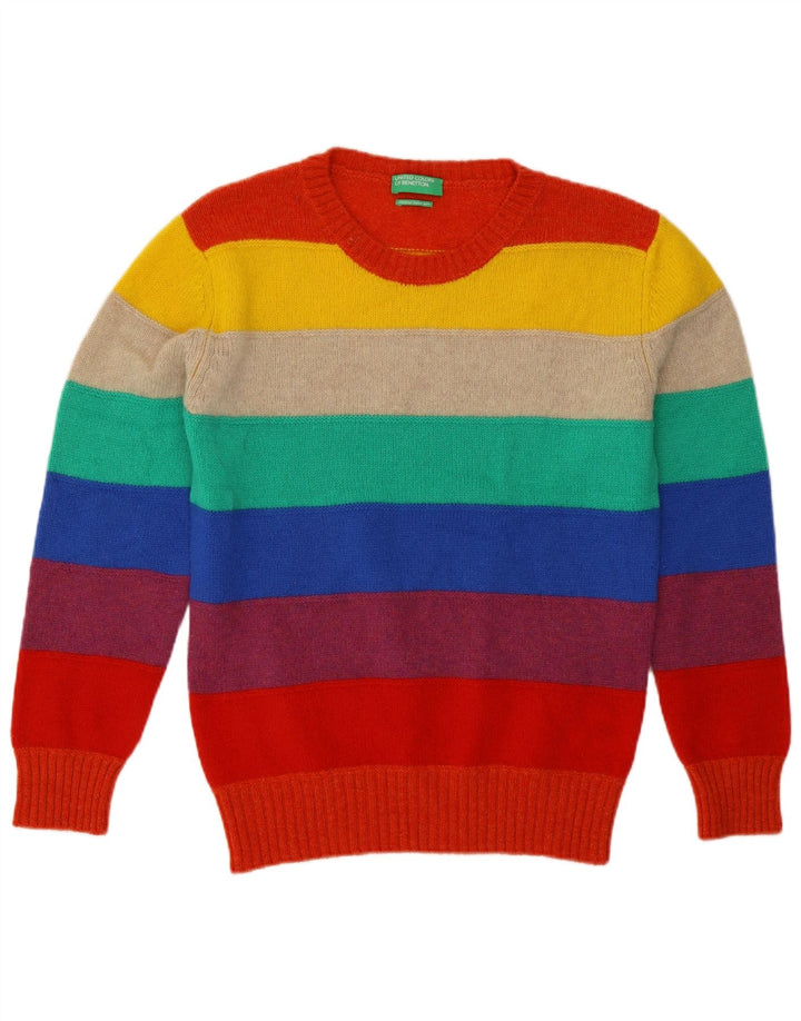 Benetton Pull ras du cou pour femme UK 14 Medium Multicolore Rayé