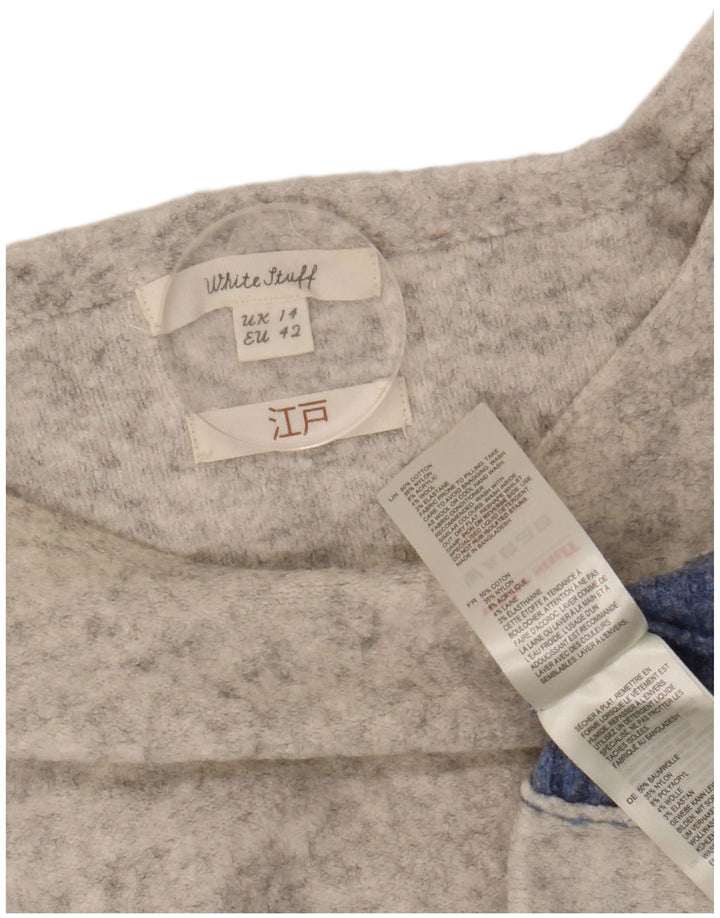 White Stuff Pull à col bateau pour femme UK 14 Large Gris Colorblock