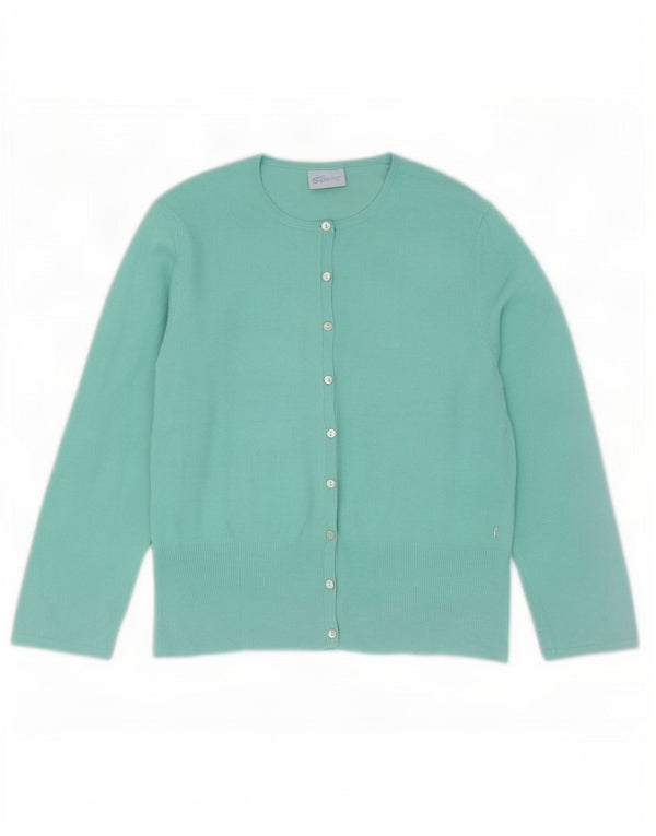 Oasis Cardigan à manches 3/4 pour femme en coton turquoise moyen UK 14